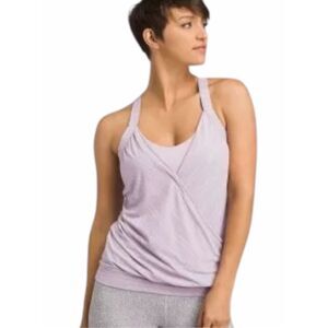 PRANA Women’s Lavender Kaewe Support Faux Wrap Tank Top Built-In Bra Size Small